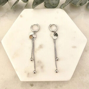 925 Sterling Silver Coin Drop Earrings Tassel Drop Earrings Long Dangle Earrings